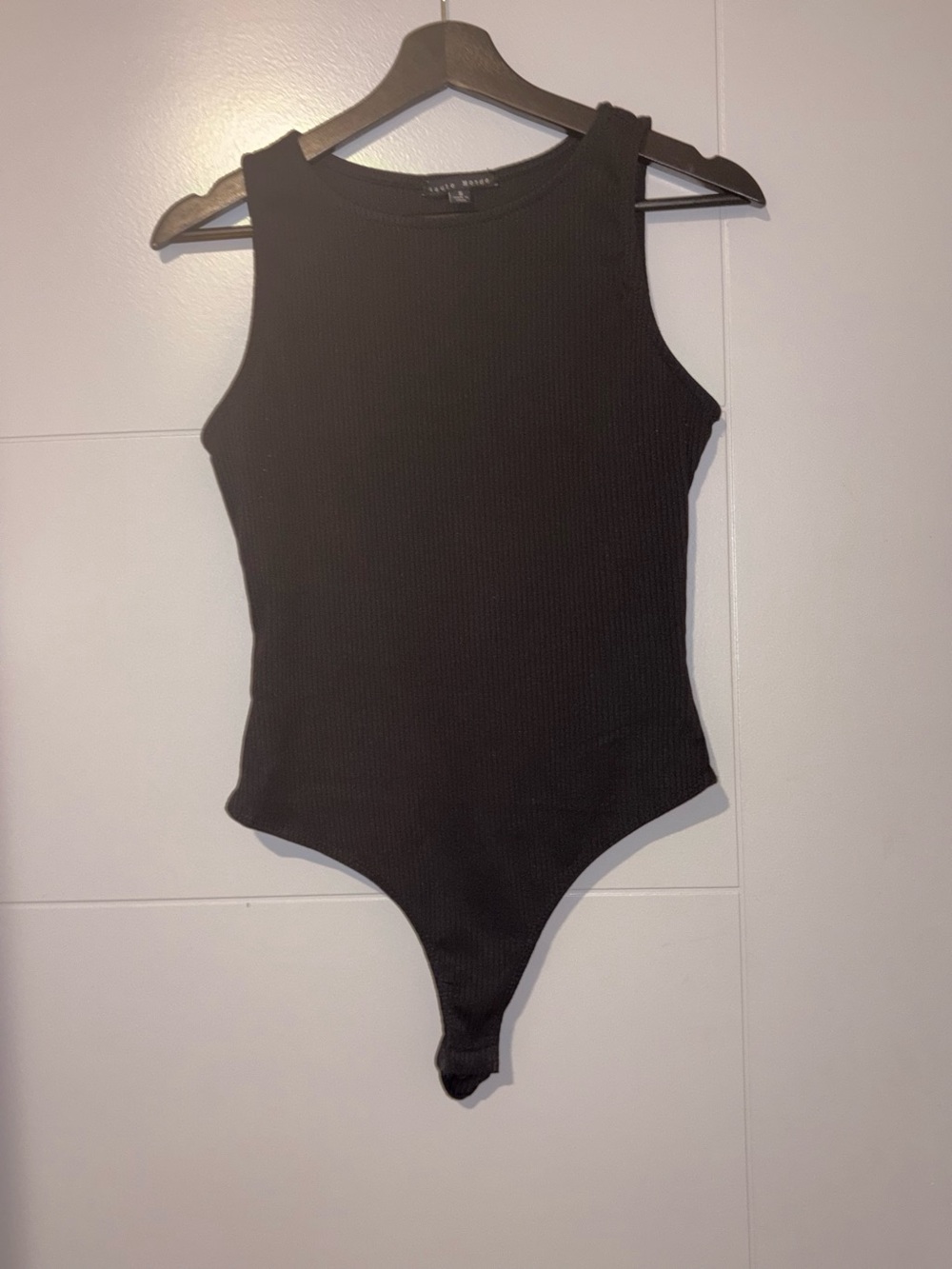 Haute Monde Black Ribbed Tank Bodysuit